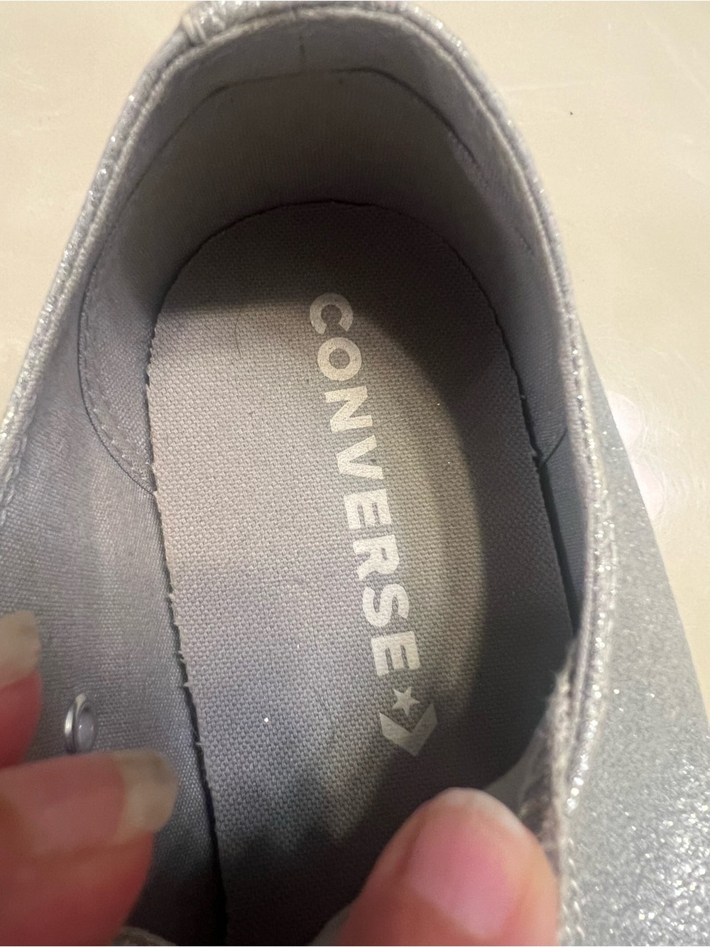 Converse  Chuck Taylor All Star Silver Glitter Sneakers Men's 9, Women 11 - Picture 8 of 12